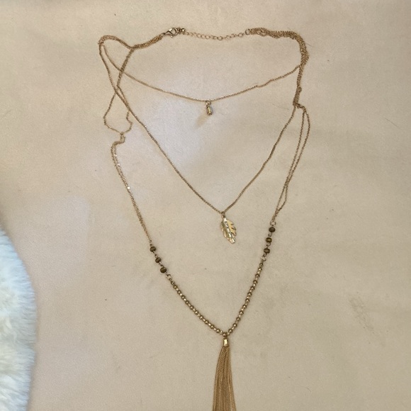 3 strand long necklace with tiger eye beads - Picture 1 of 6